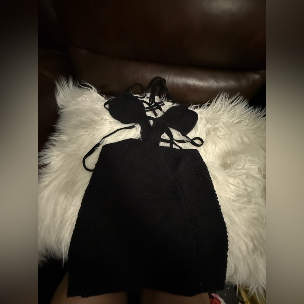 Black Knit Halter Dress